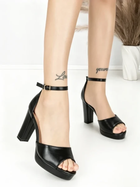 Sandale Dama cu Toc Gros si Platforma BE-6065 BLACK | BEUE SHOES