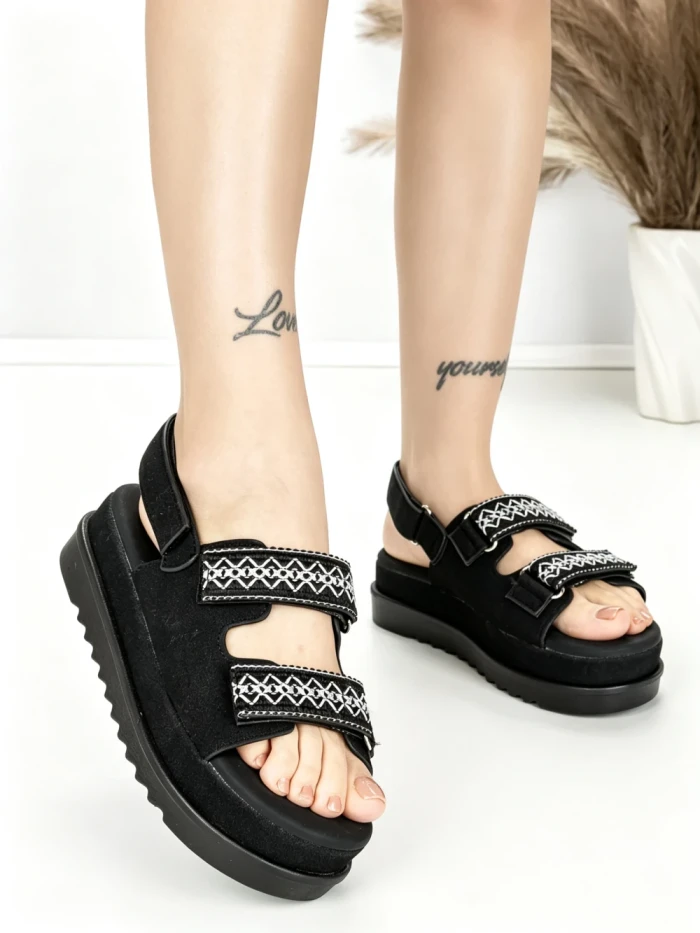 Sandale Dama cu Platforma PL367 BLACK | GIVANA