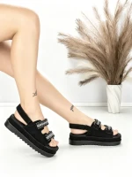 Sandale Dama cu Platforma PL367 BLACK | GIVANA