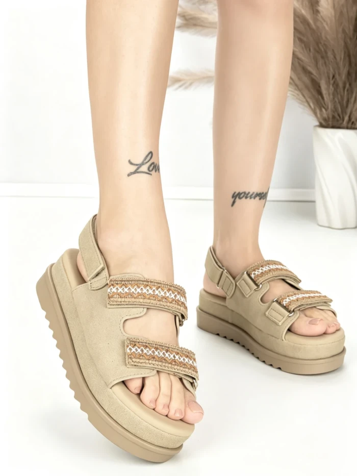 Sandale Dama cu Platforma PL367 KHAKI | GIVANA