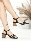 Sandale Dama cu Toc Gros BE-6005 BLACK | BEUE SHOES