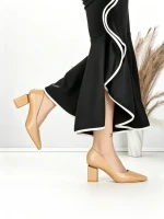 Pantofi cu Toc Gros J-221 APRICOT | CHERIE