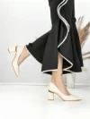 Pantofi cu Toc Gros J-221 BEIGE | CHERIE