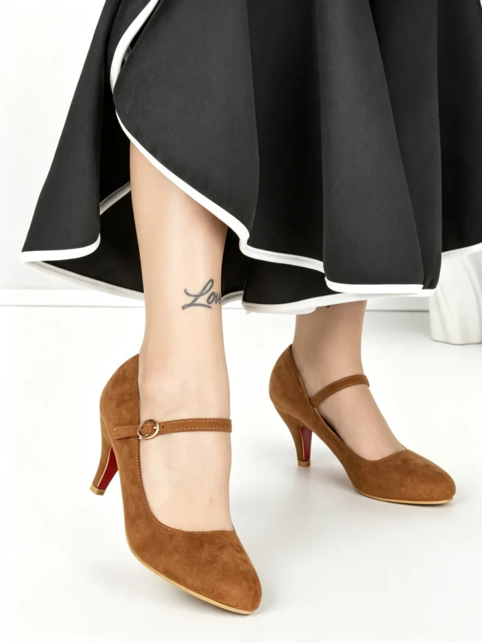 Pantofi cu Toc J-30 CAMEL | CHERIE