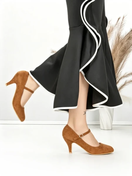 Pantofi cu Toc J-30 CAMEL | CHERIE