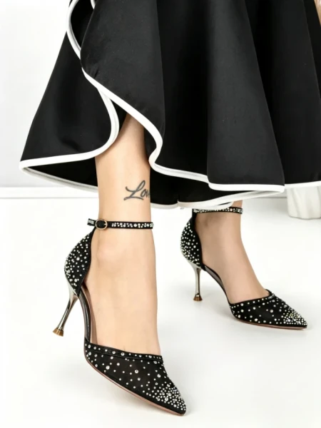 Pantofi Stiletto H-116 BLACK | CHERIE