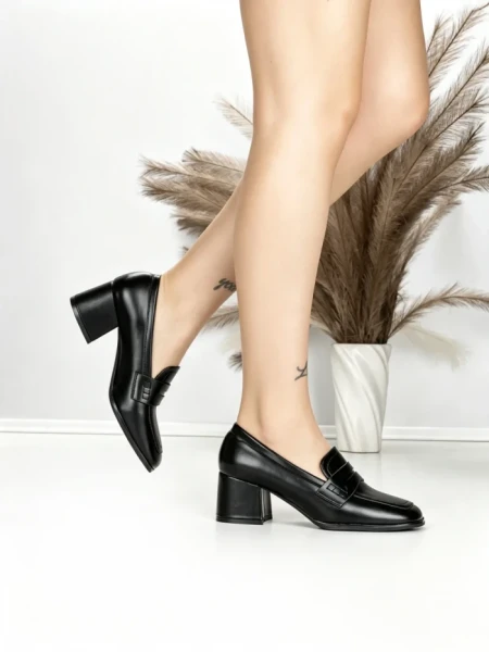 Pantofi cu Toc Gros L72168E BLACK | ABLOOM