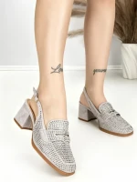 Pantofi cu Toc Gros L8576G GREY | ABLOOM