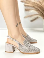 Pantofi cu Toc Gros L8576G GREY | ABLOOM
