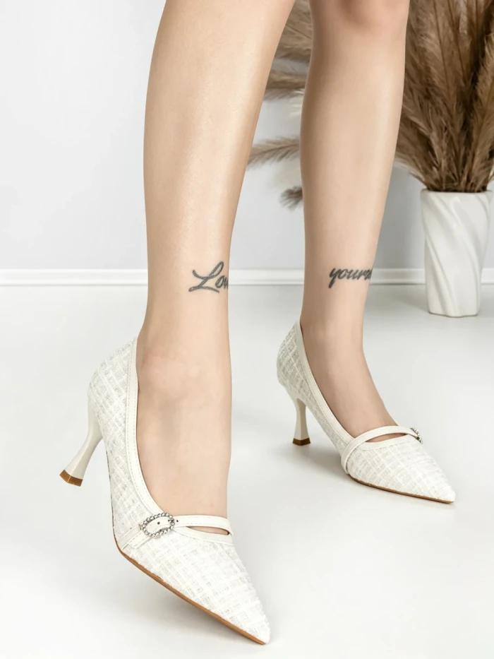 Pantofi Stiletto L6-79-2 WHITE | ABLOOM