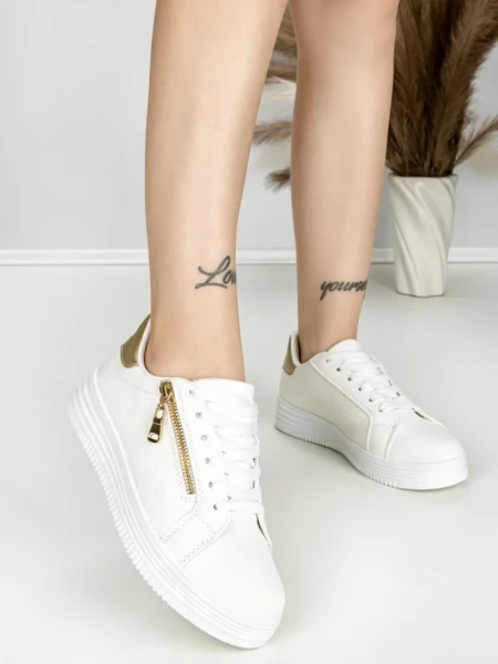 Sneakers Dama BK-56-5 WHITE-GOLD | ABLOOM