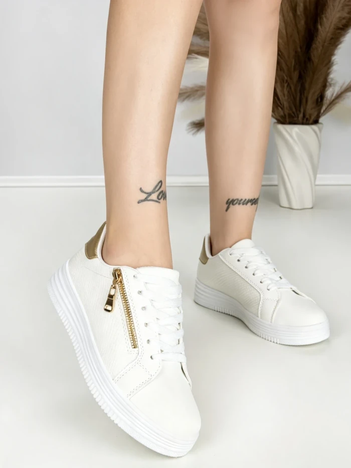 Sneakers Dama BK-56-5 WHITE-GOLD | ABLOOM