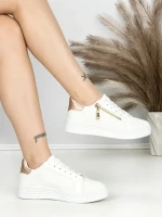 Sneakers Dama BK-56-7 WHITE-CHAMPAGNE | ABLOOM
