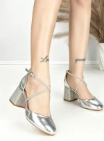 Sandale Dama cu Toc Gros 6XKK19 SILVER | MEI