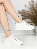 Sneakers Dama BK-52-6 Alb-Argintiu | Abloom » MeiMei.Ro