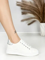 Sneakers Dama BK-52-6 Alb-Argintiu | Abloom » MeiMei.Ro