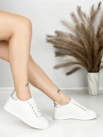 Sneakers Dama BK-52-6 Alb-Argintiu | Abloom » MeiMei.Ro