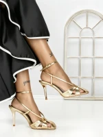 Sandale Dama cu Toc Subtire SY-30 GOLD | ABLOOM