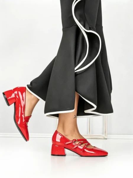 Pantofi cu Toc mic 77-557 RED | CM