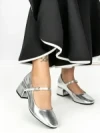 Pantofi cu Toc mic 77-554 SILVER | CM