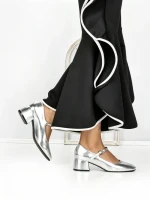 Pantofi cu Toc mic 77-554 SILVER | CM