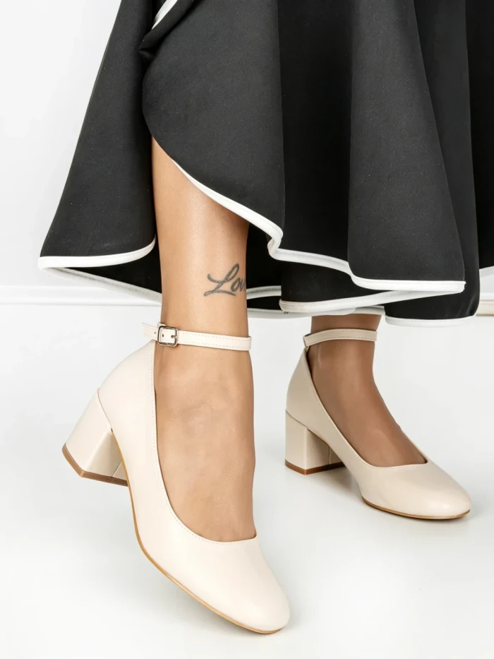 Pantofi cu Toc mic 77-559 BEIGE | CM