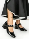 Pantofi cu Toc mic 77-555 BLACK | CM