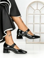 Pantofi cu Toc mic 77-555 BLACK | CM