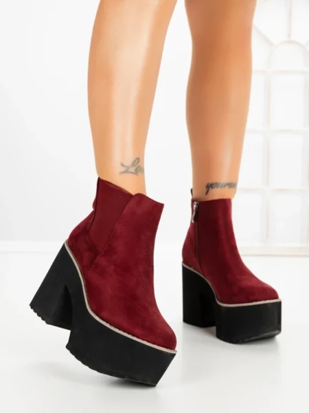Botine cu Toc Gros 8605B BURDEOS | STEPS HIGHER