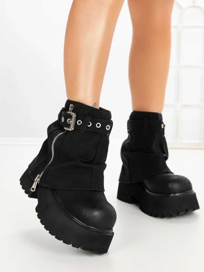 Ghete Dama cu Platforma 8796-16S BLACK | MEI