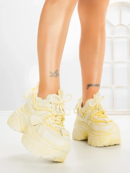 Pantofi Sport Dama cu Platforma 6668-3 YELLOW | MEI