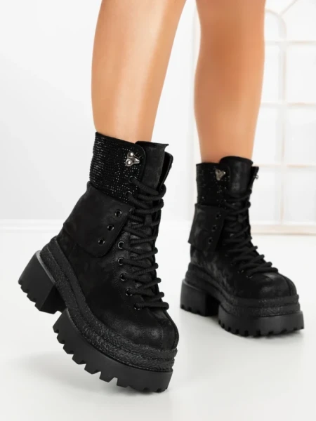 Ghete Dama cu Platforma 8505-3 BLACK | MEI