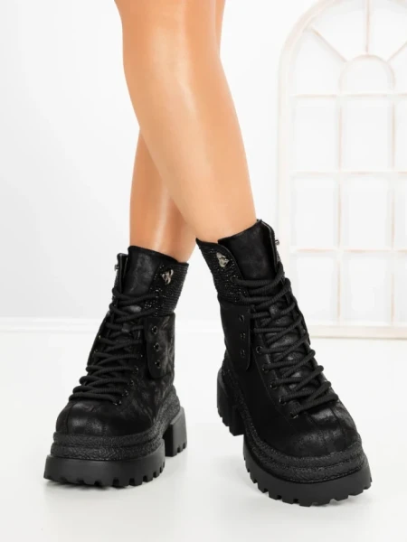 Ghete Dama cu Platforma 8505-3 BLACK | MEI