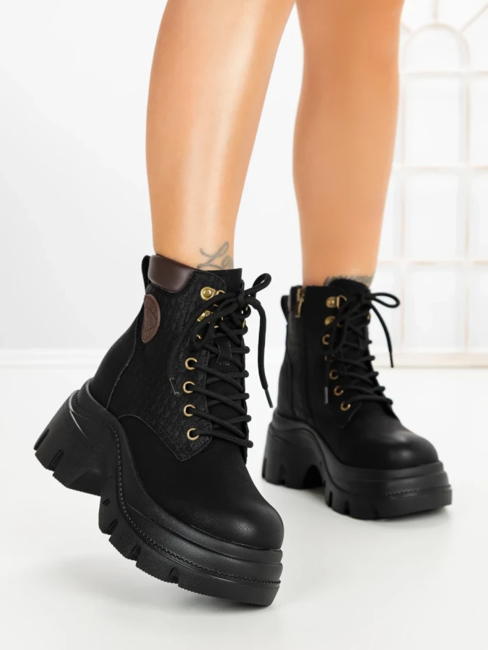 Ghete Dama cu Platforma 8501-3 BLACK | MEI
