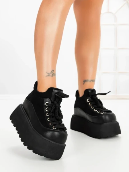 Ghete Dama cu Platforma 9018-1S BLACK | MEI