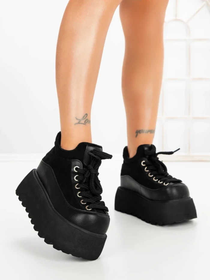 Ghete Dama cu Platforma 9018-1S BLACK | MEI