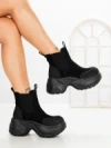 Ghete Dama cu Platforma 7780-30C BLACK | MEI