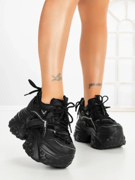 Pantofi Sport Dama cu Platforma 6166-273 BLACK | MEI