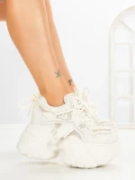 Pantofi Sport Dama cu Platforma 6166-273 WHITE | MEI