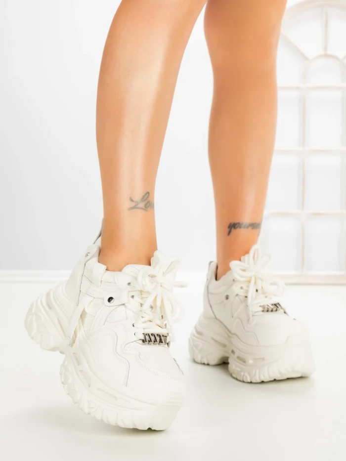 Pantofi Sport Dama cu Platforma 7917-116 WHITE | MEI
