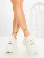 Pantofi Sport Dama cu Platforma 7917-116 WHITE | MEI