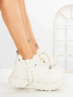 Pantofi Sport Dama cu Platforma 7917-116 WHITE | MEI