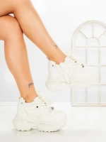 Pantofi Sport Dama cu Platforma 7917-116 WHITE | MEI