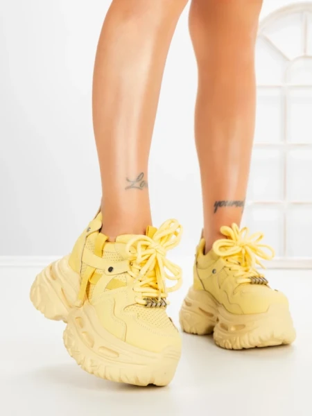 Pantofi Sport Dama cu Platforma 7917-116 YELLOW | MEI
