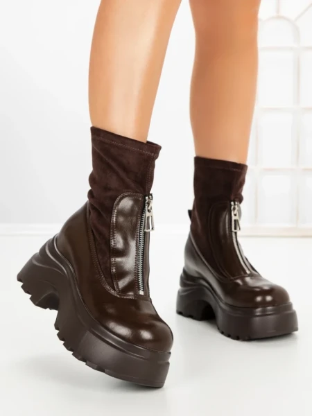 Ghete Dama cu Platforma 8502-1 BROWN | MEI