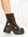 Ghete Dama cu Platforma 8502-1 BROWN | MEI