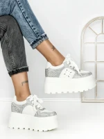 Pantofi Sport Dama cu Platforma 6208-7 SILVER | MEI