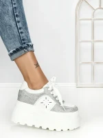 Pantofi Sport Dama cu Platforma 6208-7 SILVER | MEI