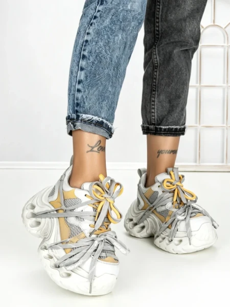 Pantofi Sport Dama cu Platforma 3616 YELLOW | MEI