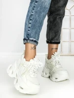 Pantofi Sport Dama cu Platforma 3606 WHITE | MEI